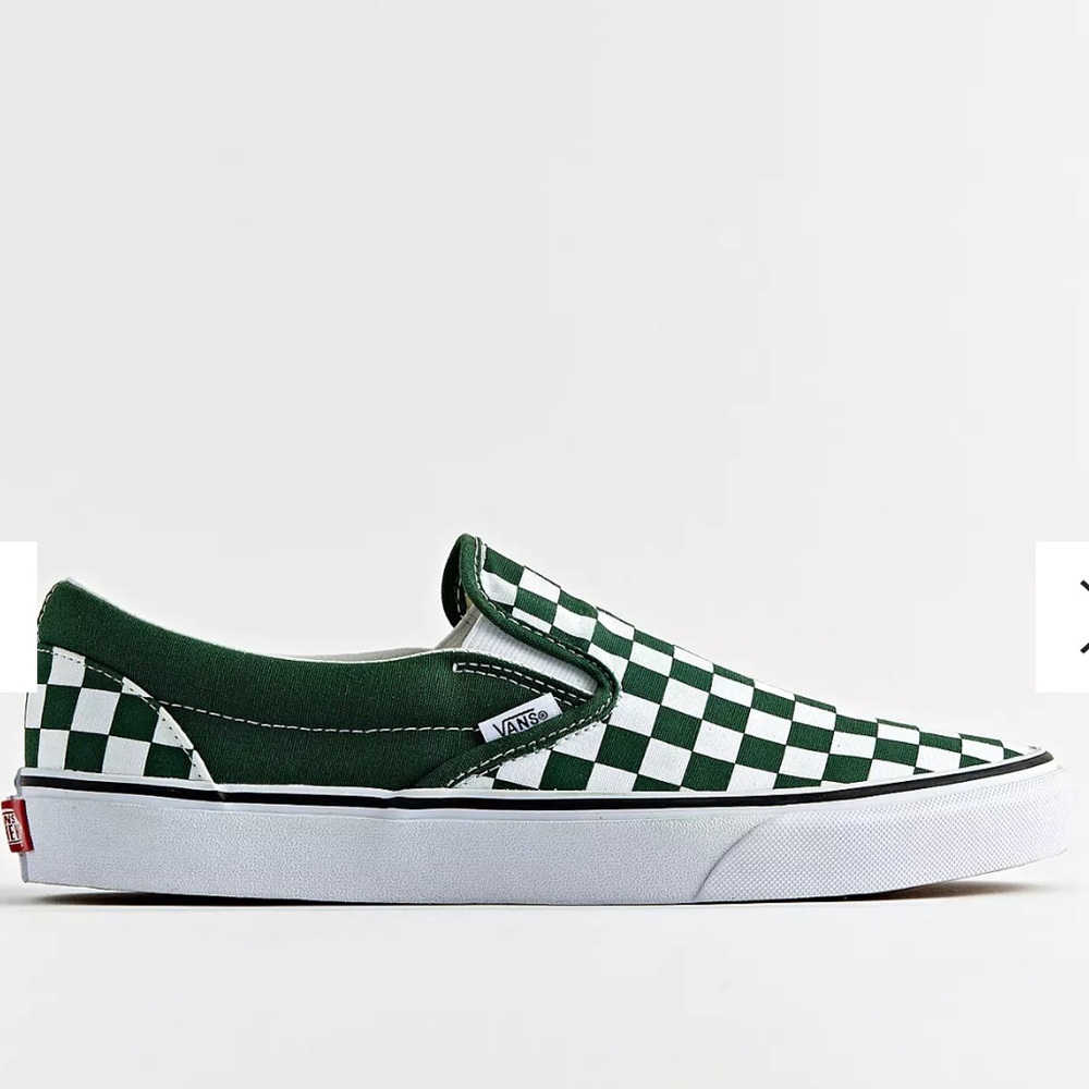 Vans classic colorblock slip on sneakers in forest green and white